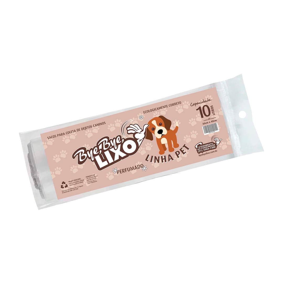 Saco de Lixo para Cães e Gatos - Linha Pet 10L Bye Bye Lixo